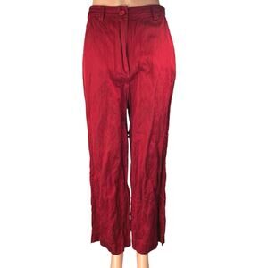 Alpha60 Women's Red High Waisted Wide Leg Baggy Cropped Trousers Pants Size S